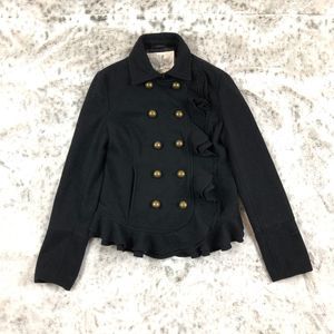 UO Kimchi Blue Wool Blend Ruffle Pea Coat Size S